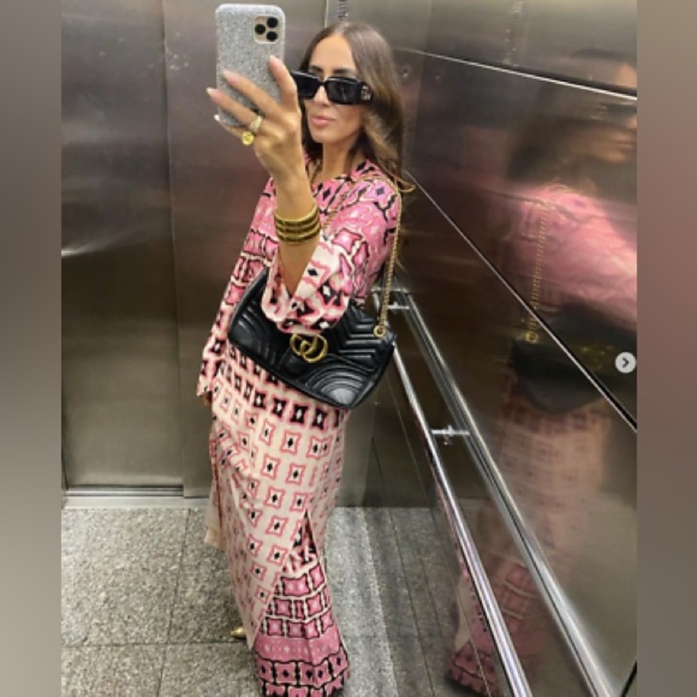 ZARA PINK GEOMETRIC PRINT MAXI DRESS BLOGGER FAV